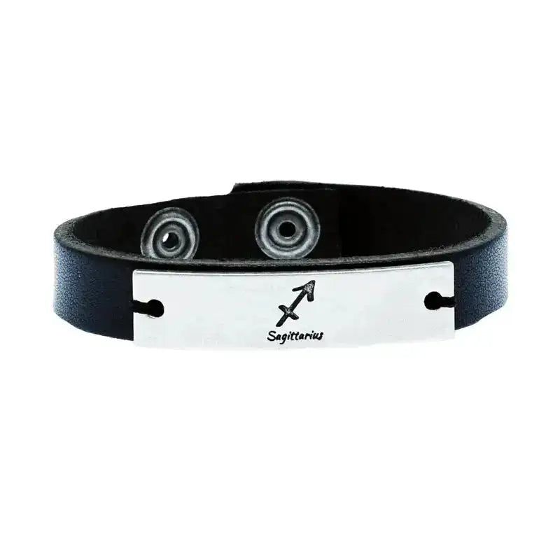 Elemento Leather Men’s Bracelet with Zodiac Symbols
