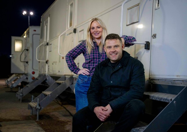 Vicky Myers and Danny Miller prepare to shoot Corriedale